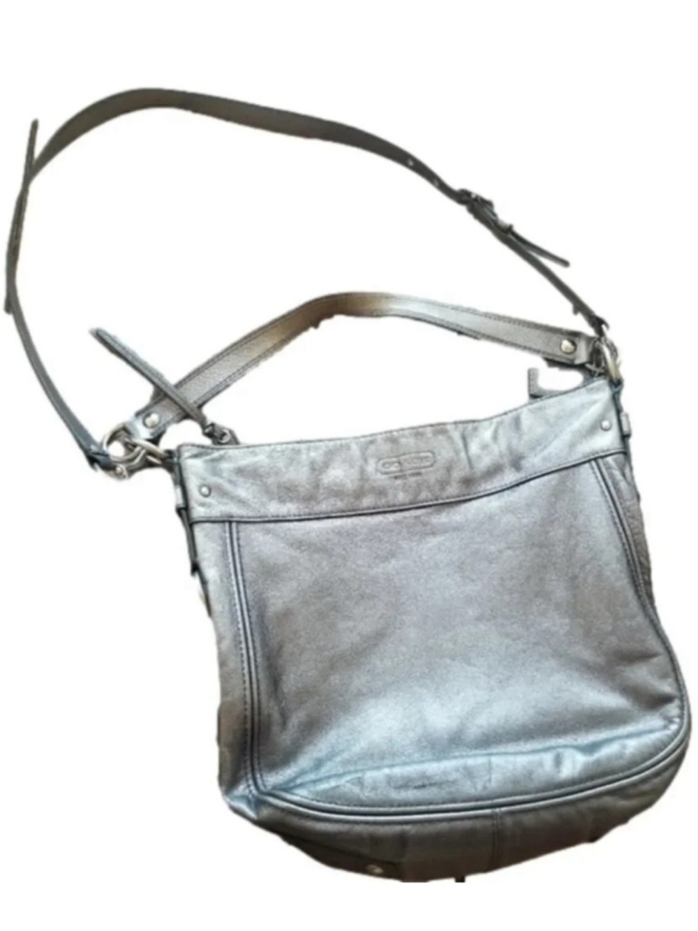 Coach Silver Grey Crossbody Bag  Satchel Leather